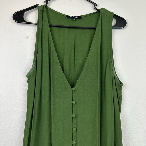 Madewell Heather Button Front Dress Green Medium - Picture 7 of 14
